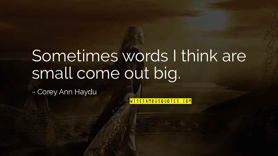 Illusions Delusions Quotes By Corey Ann Haydu: Sometimes words I think are small come out