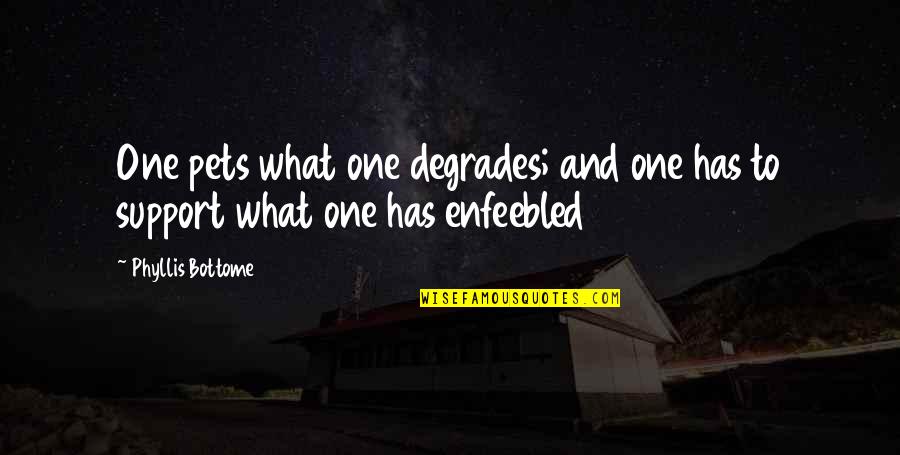 Illusions Delusions Quotes By Phyllis Bottome: One pets what one degrades; and one has