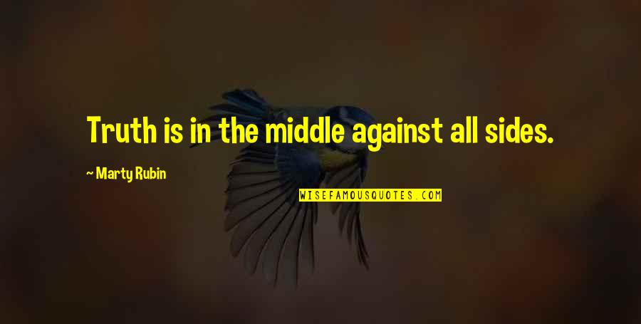 Illutile Quotes By Marty Rubin: Truth is in the middle against all sides. Illutile Quotes By Marty Rubin: Truth is in the middle against all sides.