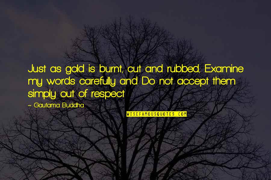 Iluminador Angel Quotes By Gautama Buddha: Just as gold is burnt, cut and rubbed,