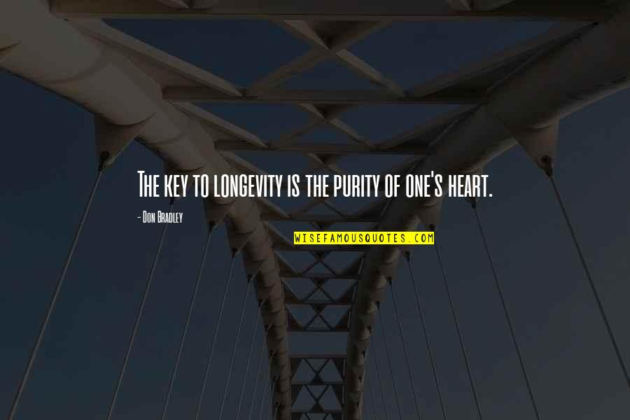 Iluzije Predstava Quotes By Don Bradley: The key to longevity is the purity of Iluzije Predstava Quotes By Don Bradley: The key to longevity is the purity of