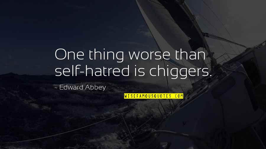 Im A Girlfriend Quotes By Edward Abbey: One thing worse than self-hatred is chiggers. Im A Girlfriend Quotes By Edward Abbey: One thing worse than self-hatred is chiggers.