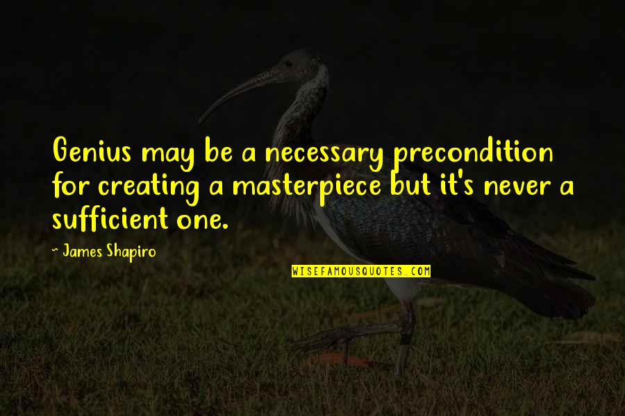 I'm A Masterpiece Quotes By James Shapiro: Genius may be a necessary precondition for creating