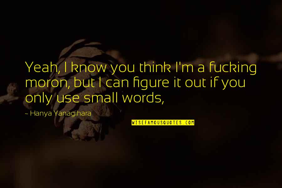 I'm A Moron Quotes By Hanya Yanagihara: Yeah, I know you think I'm a fucking