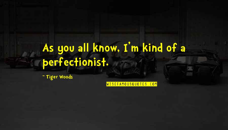 I'm A Perfectionist Quotes By Tiger Woods: As you all know, I'm kind of a