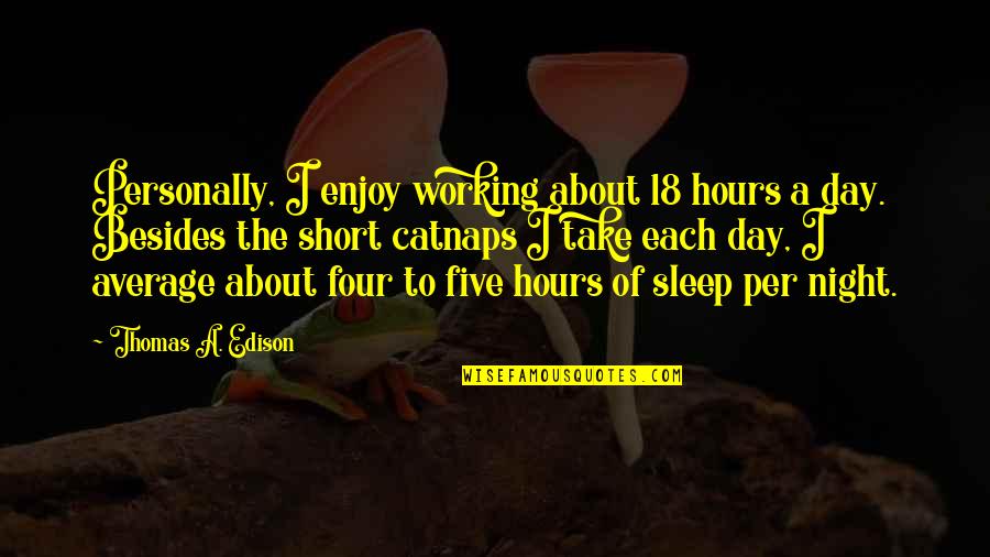 I'm About To Sleep Quotes By Thomas A. Edison: Personally, I enjoy working about 18 hours a