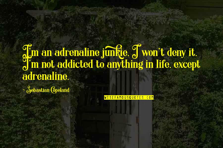 I'm Addicted Quotes By Sebastian Copeland: I'm an adrenaline junkie, I won't deny it.