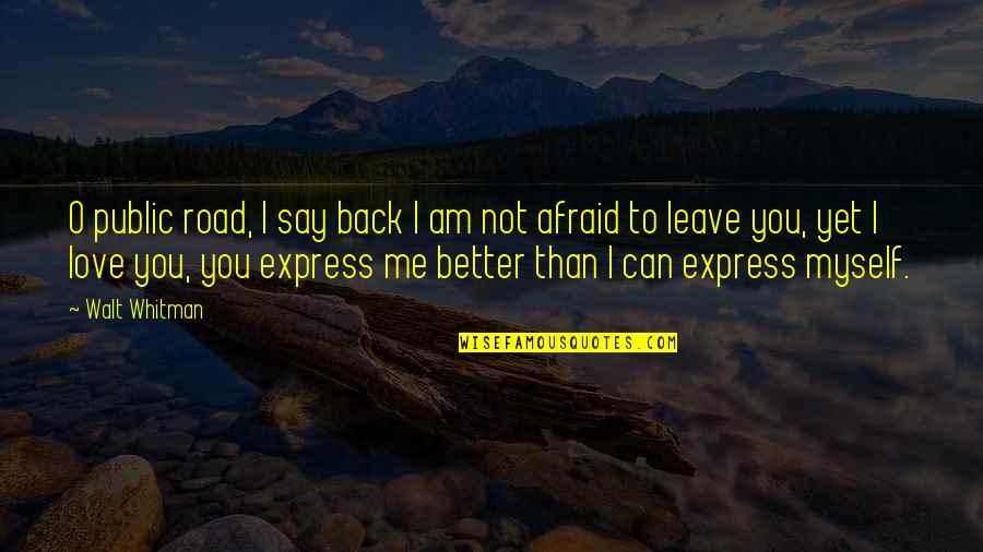 I'm Afraid To Say I Love You Quotes By Walt Whitman: O public road, I say back I am