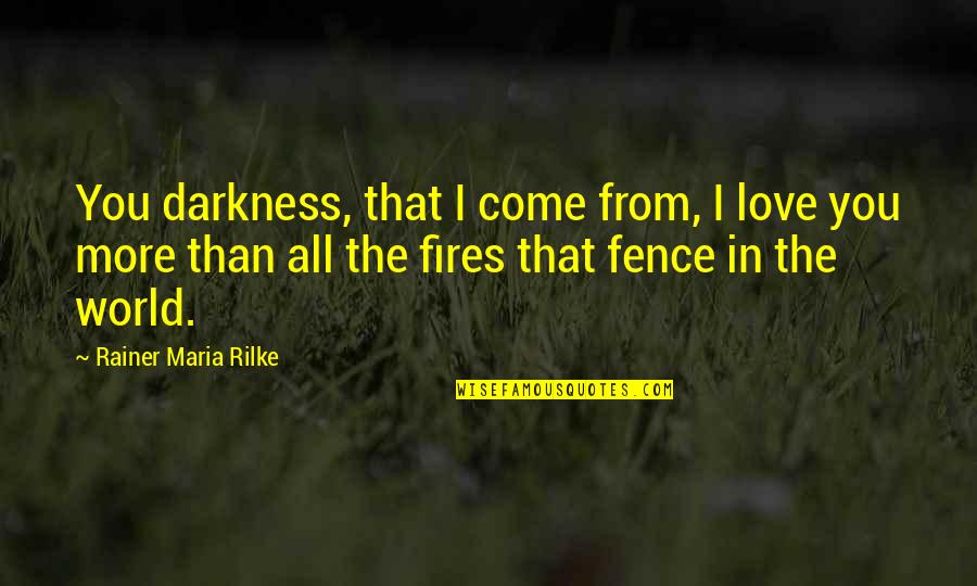 I'm All In Love Quotes By Rainer Maria Rilke: You darkness, that I come from, I love