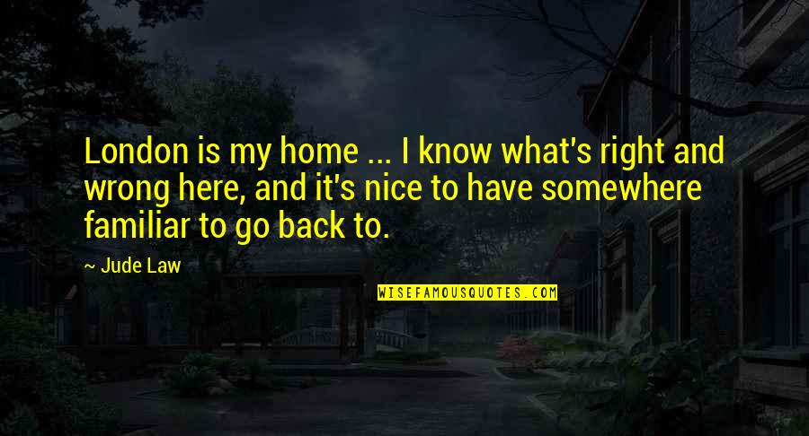 I'm Back Home Quotes By Jude Law: London is my home ... I know what's