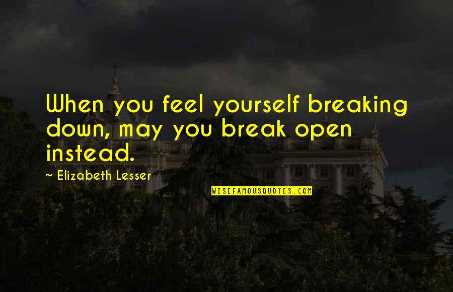 I'm Breaking Down Quotes By Elizabeth Lesser: When you feel yourself breaking down, may you I'm Breaking Down Quotes By Elizabeth Lesser: When you feel yourself breaking down, may you