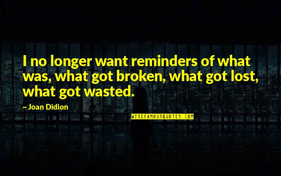 I'm Broken And Lost Quotes By Joan Didion: I no longer want reminders of what was,