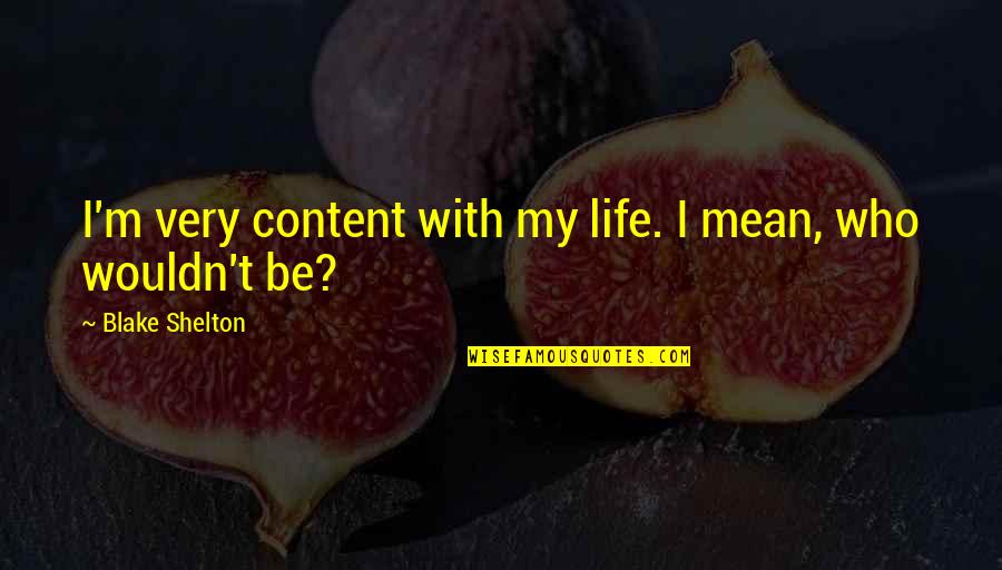 I'm Content With My Life Quotes By Blake Shelton: I'm very content with my life. I mean,