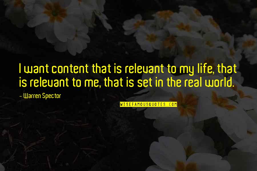 I'm Content With My Life Quotes By Warren Spector: I want content that is relevant to my