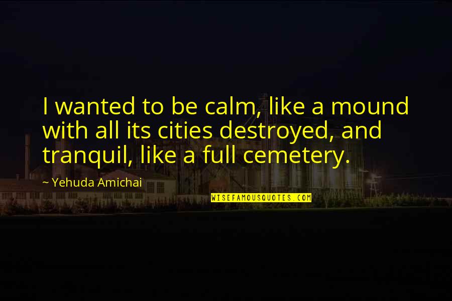 I'm Destroyed Quotes By Yehuda Amichai: I wanted to be calm, like a mound
