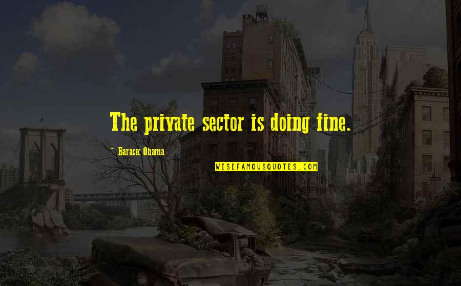 I'm Doing Just Fine Without You Quotes By Barack Obama: The private sector is doing fine.