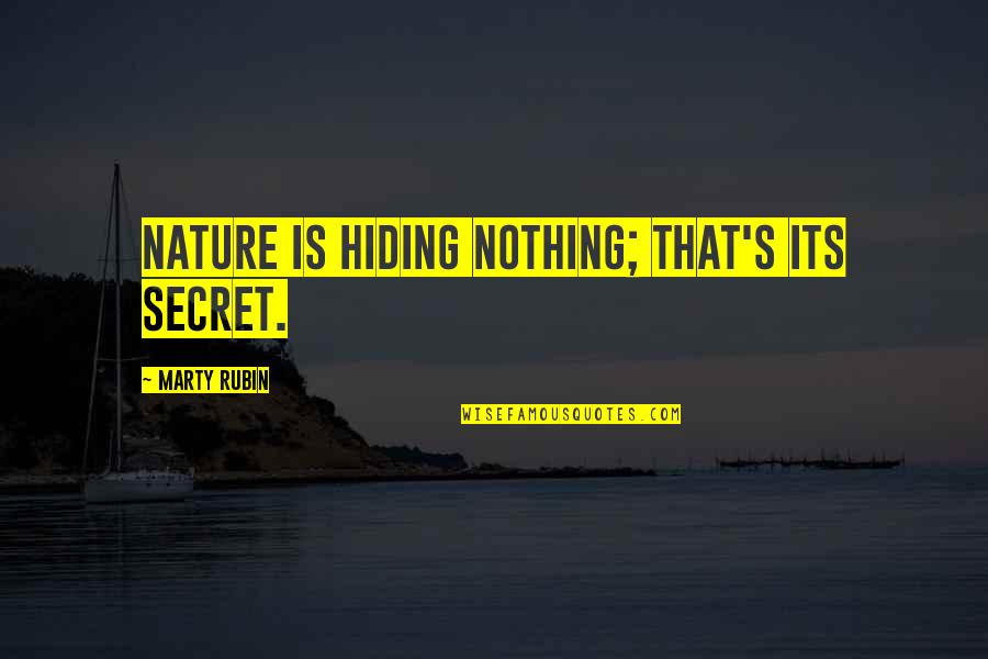 I'm Done Trying To Be Nice Quotes By Marty Rubin: Nature is hiding nothing; that's its secret.