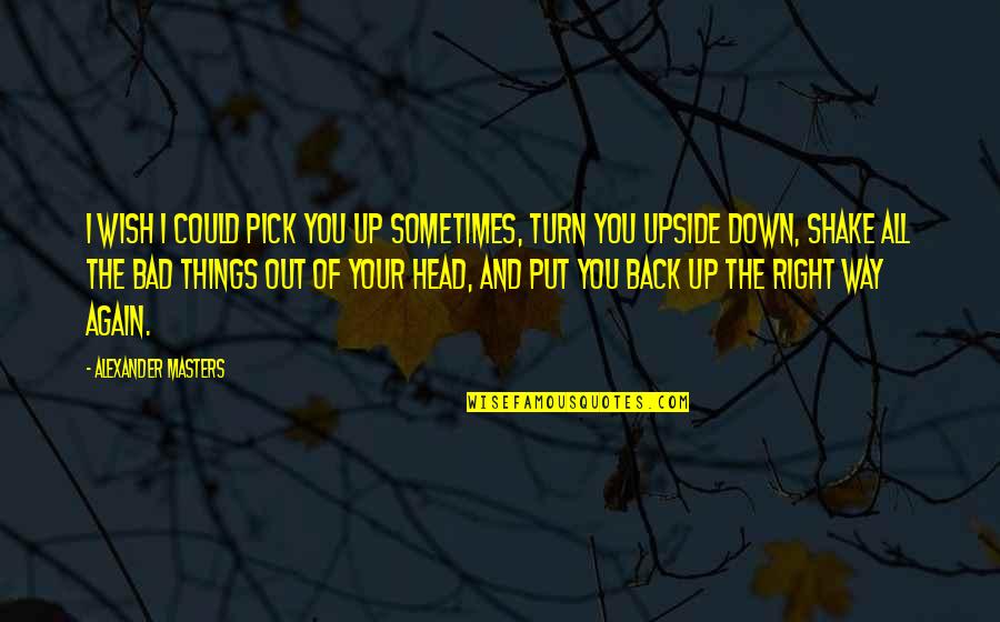 I'm Down And Out Quotes By Alexander Masters: I wish I could pick you up sometimes,