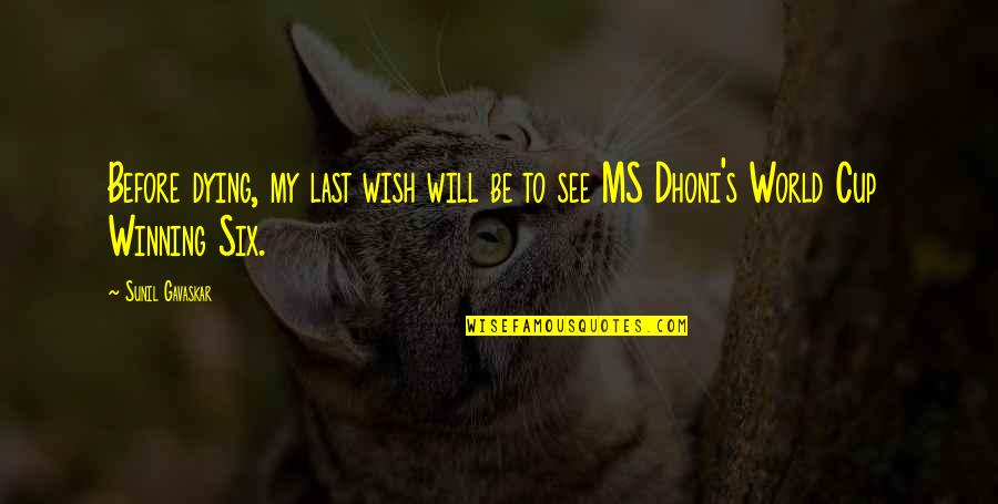 I'm Dying To See You Quotes By Sunil Gavaskar: Before dying, my last wish will be to