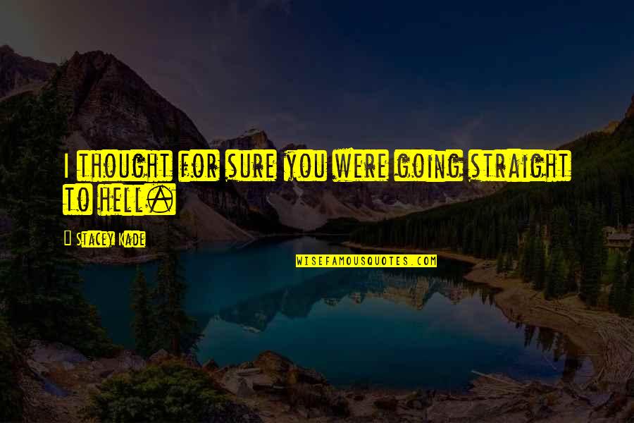 I'm Going To Hell Quotes By Stacey Kade: I thought for sure you were going straight