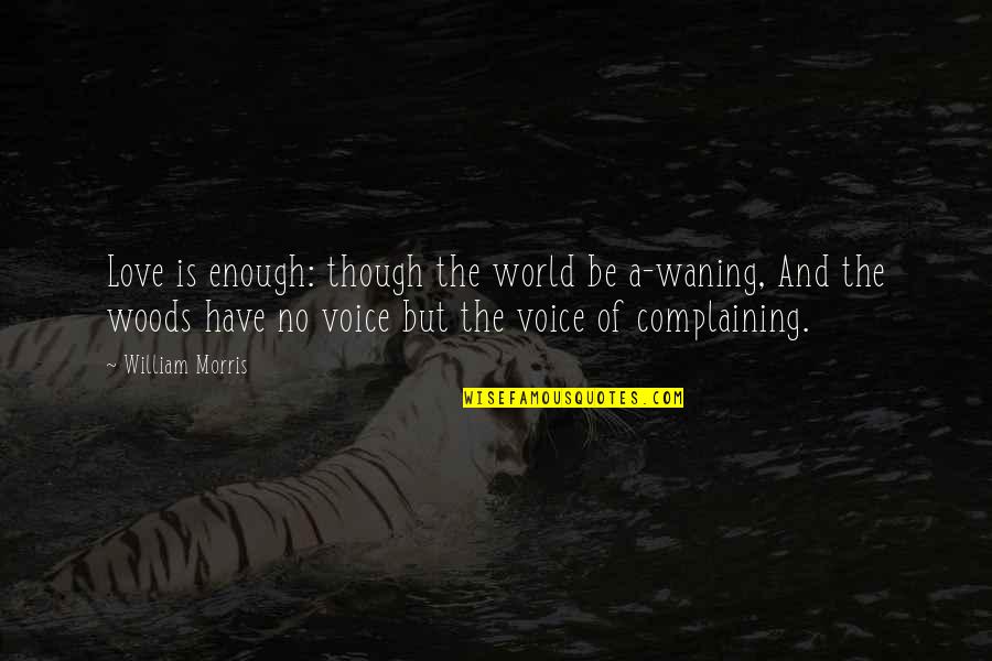 I'm Going To Keep Fighting Quotes By William Morris: Love is enough: though the world be a-waning,