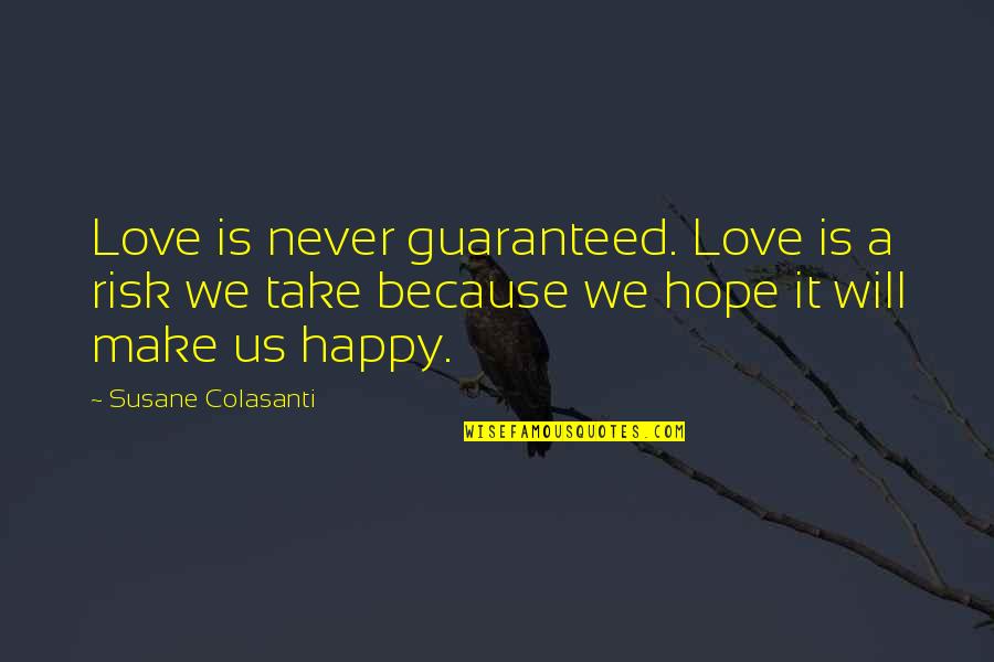 I'm Happy Because I Love You Quotes By Susane Colasanti: Love is never guaranteed. Love is a risk