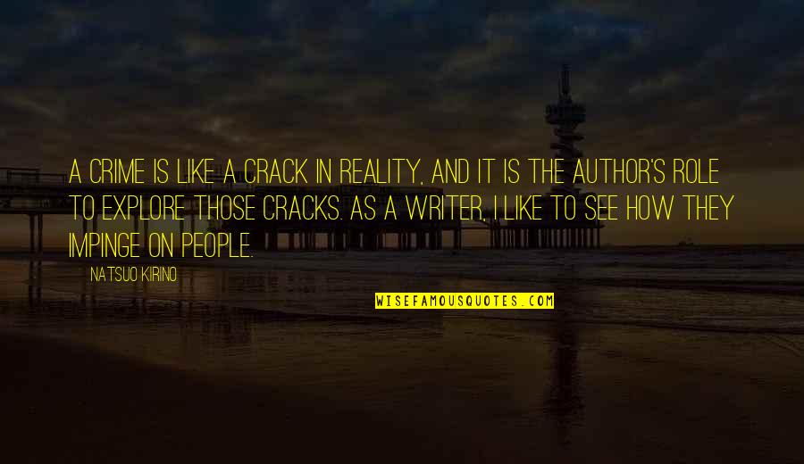 I'm Here To Support You Quotes By Natsuo Kirino: A crime is like a crack in reality, I'm Here To Support You Quotes By Natsuo Kirino: A crime is like a crack in reality,
