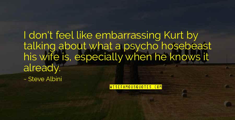 I'm His Wife Quotes By Steve Albini: I don't feel like embarrassing Kurt by talking