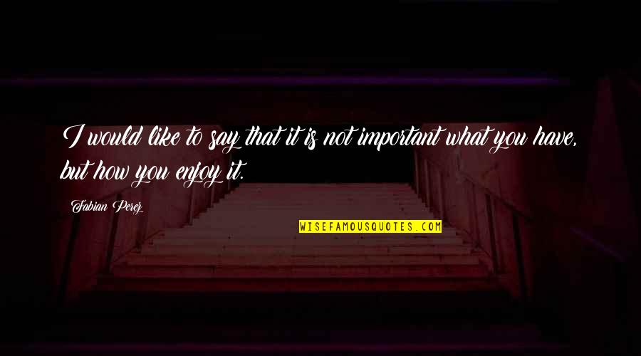 I'm Important To You Quotes By Fabian Perez: I would like to say that it is