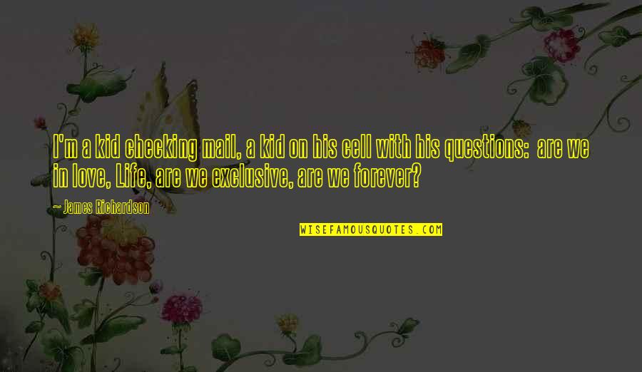 I'm In Love Quotes By James Richardson: I'm a kid checking mail, a kid on