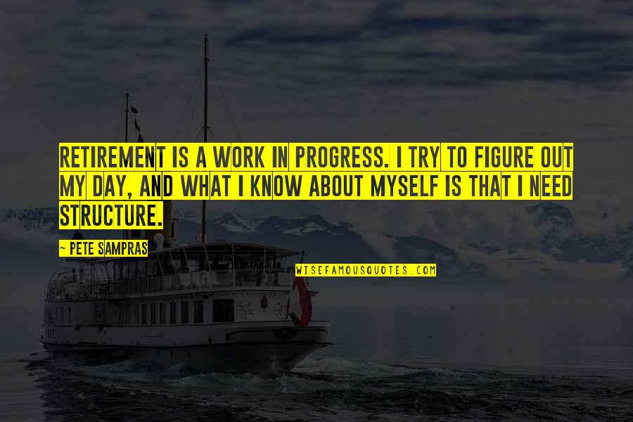 I'm In Progress Quotes By Pete Sampras: Retirement is a work in progress. I try