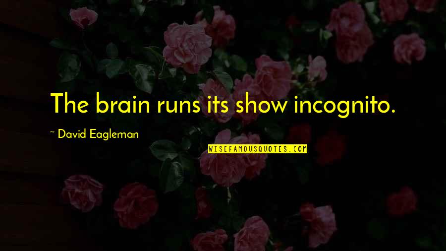 I'm Incognito Quotes By David Eagleman: The brain runs its show incognito.