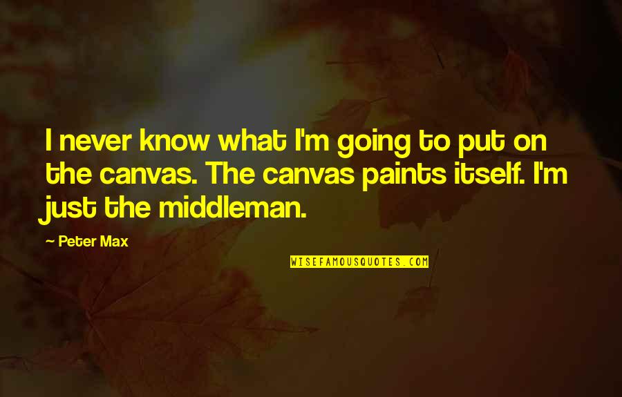 I'm Just Quotes By Peter Max: I never know what I'm going to put I'm Just Quotes By Peter Max: I never know what I'm going to put