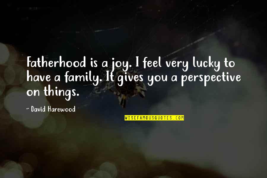 I'm Lucky To Have You Quotes By David Harewood: Fatherhood is a joy. I feel very lucky I'm Lucky To Have You Quotes By David Harewood: Fatherhood is a joy. I feel very lucky
