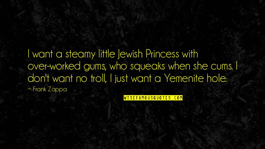 I'm No Princess Quotes By Frank Zappa: I want a steamy little Jewish Princess with