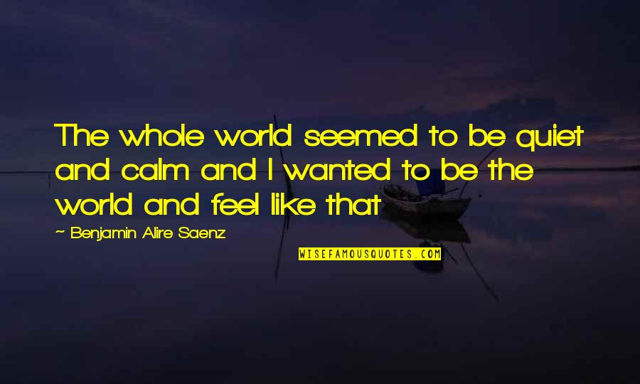 Im Not A One Night Stand Kind Of Girl Quotes By Benjamin Alire Saenz: The whole world seemed to be quiet and
