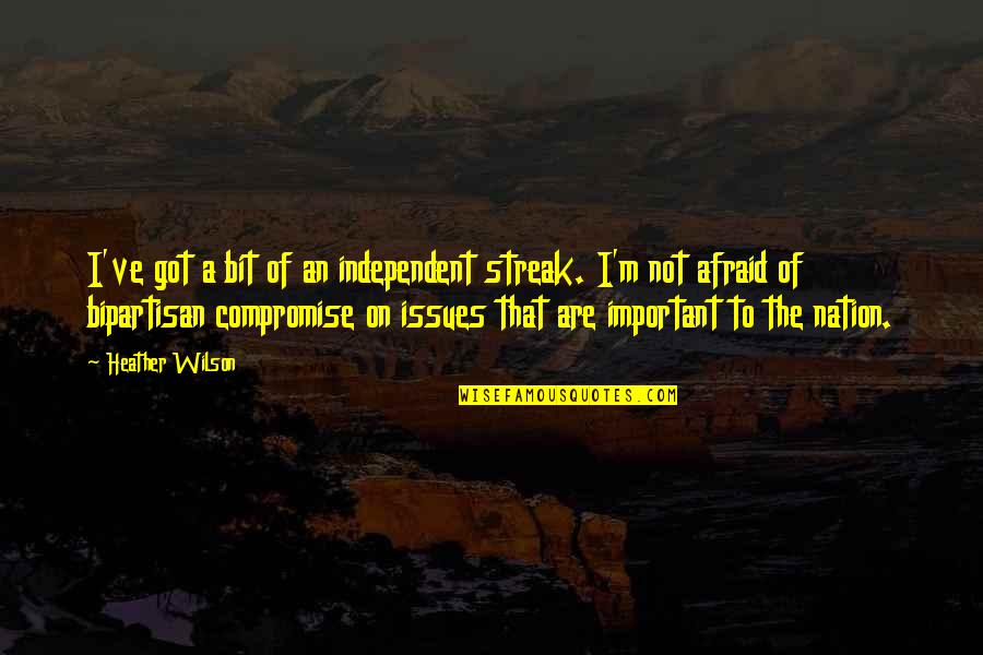 I'm Not Afraid Quotes By Heather Wilson: I've got a bit of an independent streak.