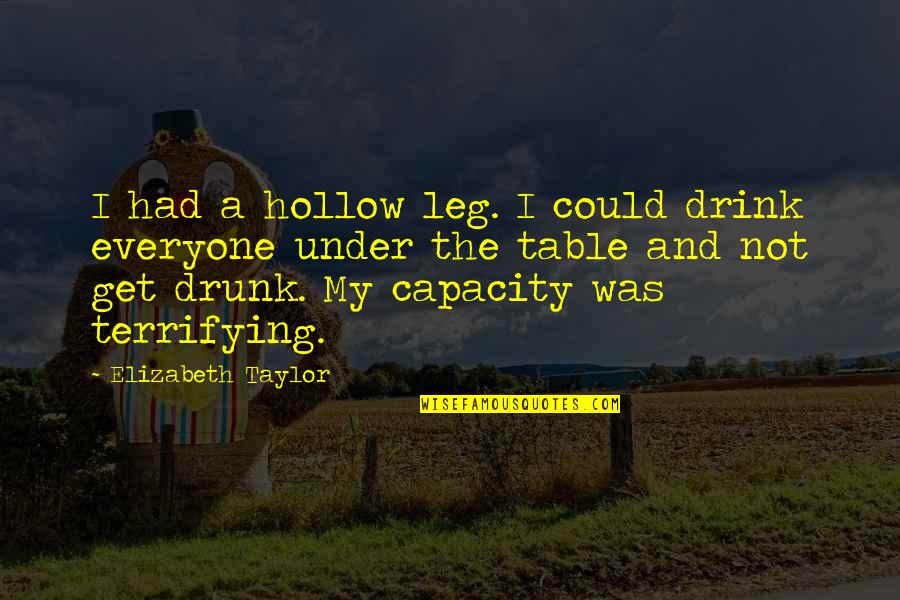 I'm Not Drunk Quotes By Elizabeth Taylor: I had a hollow leg. I could drink