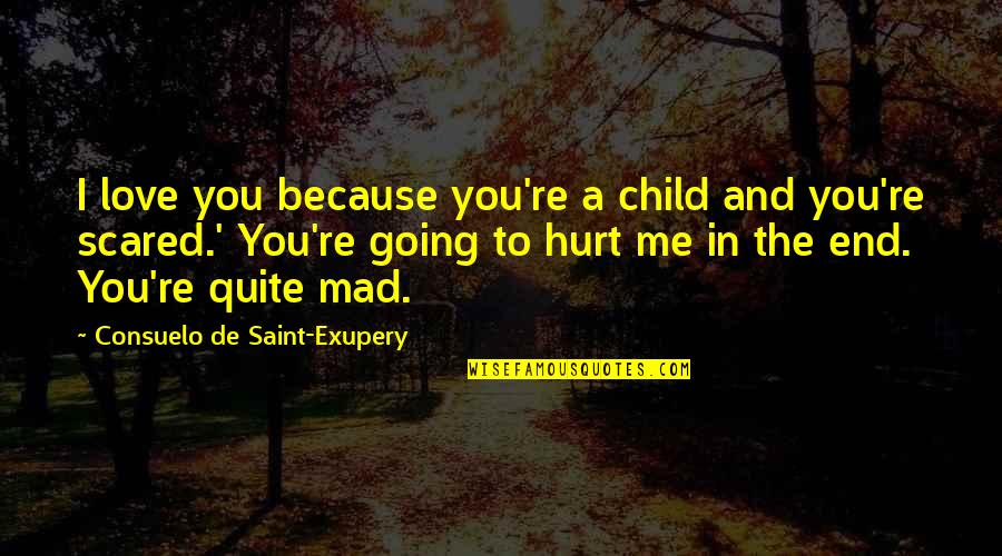 I'm Not Mad I'm Hurt Quotes By Consuelo De Saint-Exupery: I love you because you're a child and
