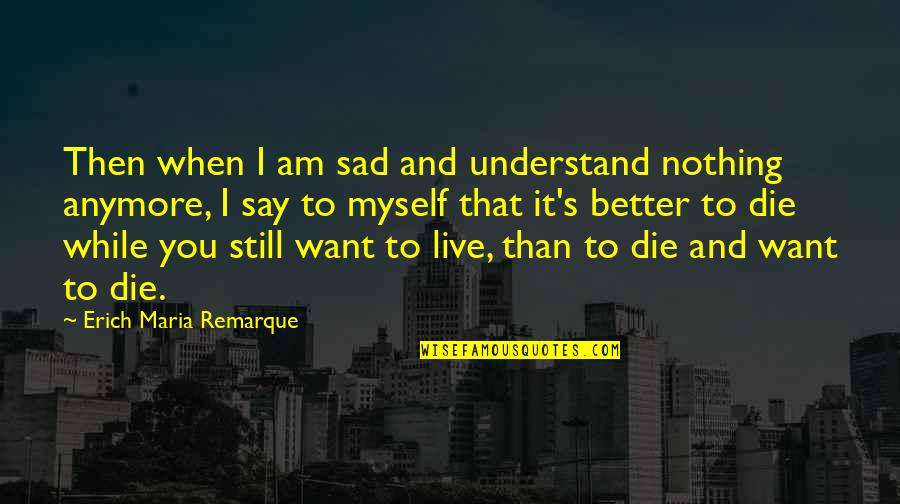 I'm Not Myself Anymore Quotes By Erich Maria Remarque: Then when I am sad and understand nothing