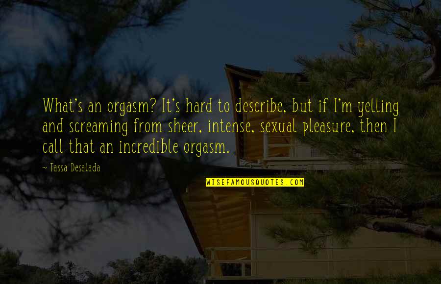 I'm Not Yelling Quotes By Tassa Desalada: What's an orgasm? It's hard to describe, but