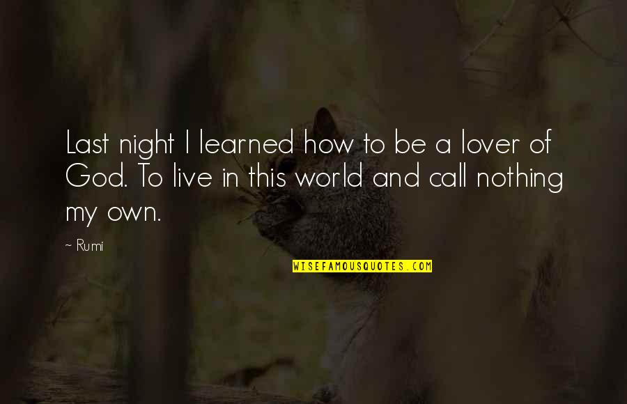 I'm Nothing In This World Quotes By Rumi: Last night I learned how to be a