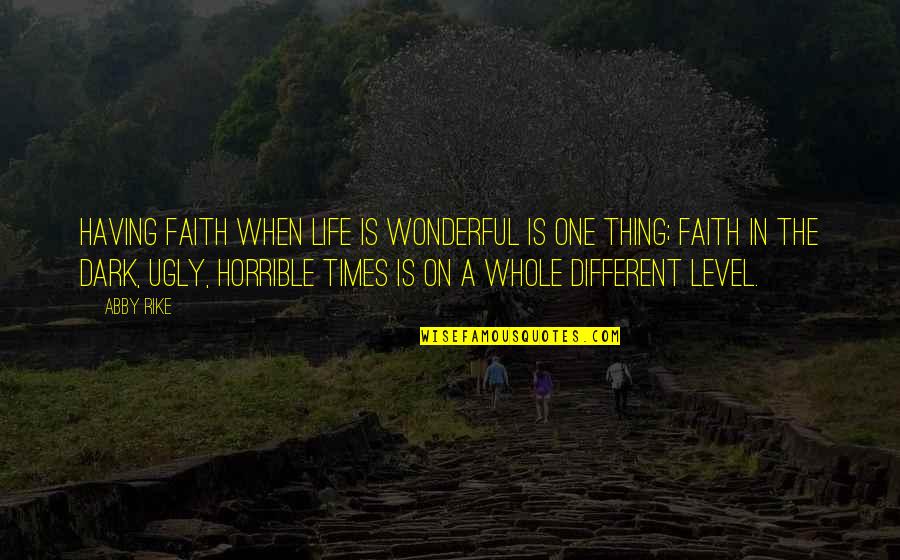 I'm On A Different Level Quotes By Abby Rike: Having faith when life is wonderful is one