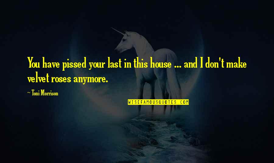 I'm Pissed Quotes By Toni Morrison: You have pissed your last in this house