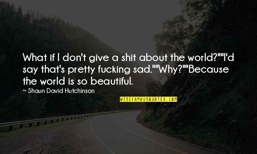 I'm Sad Because Quotes By Shaun David Hutchinson: What if I don't give a shit about