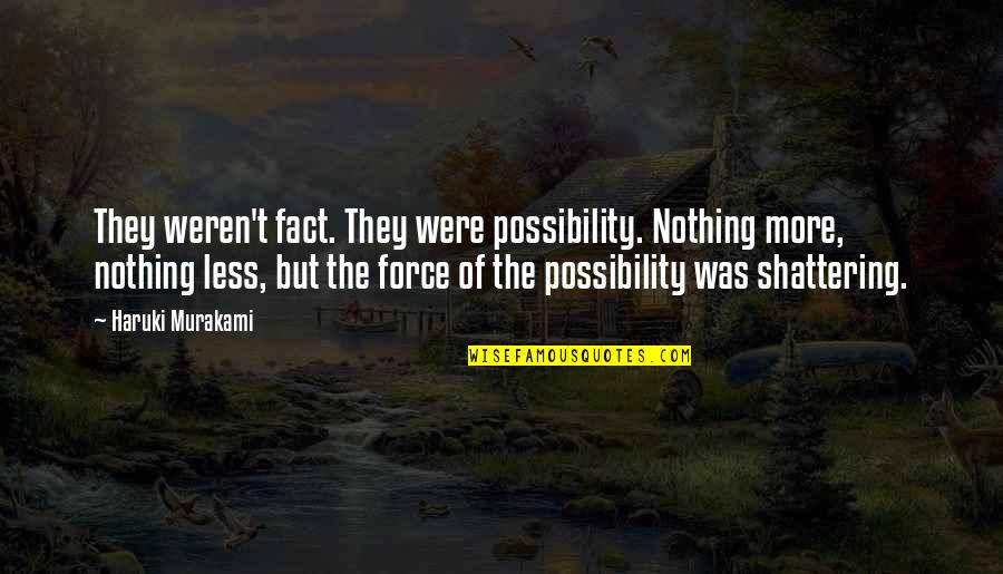 I'm Shattering Quotes By Haruki Murakami: They weren't fact. They were possibility. Nothing more,