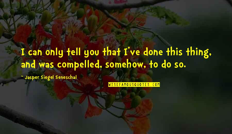 I'm So Done You Quotes By Jasper Siegel Seneschal: I can only tell you that I've done