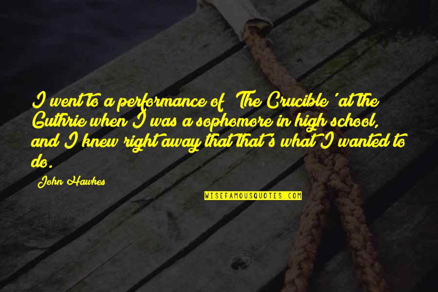 I'm So High Right Now Quotes By John Hawkes: I went to a performance of 'The Crucible'