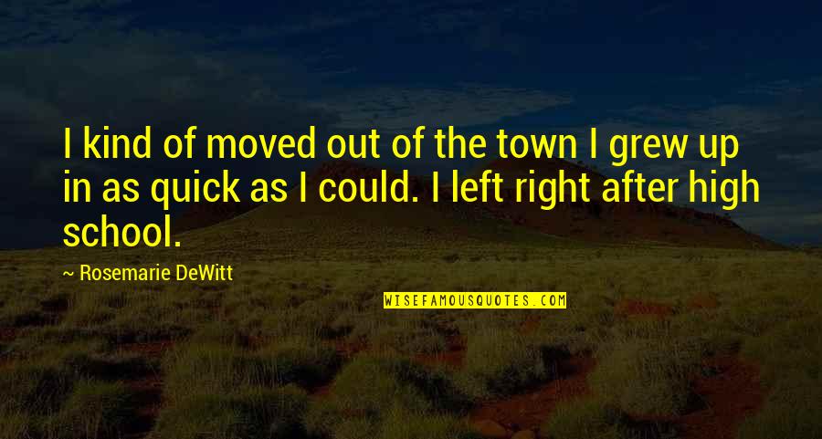 I'm So High Right Now Quotes By Rosemarie DeWitt: I kind of moved out of the town