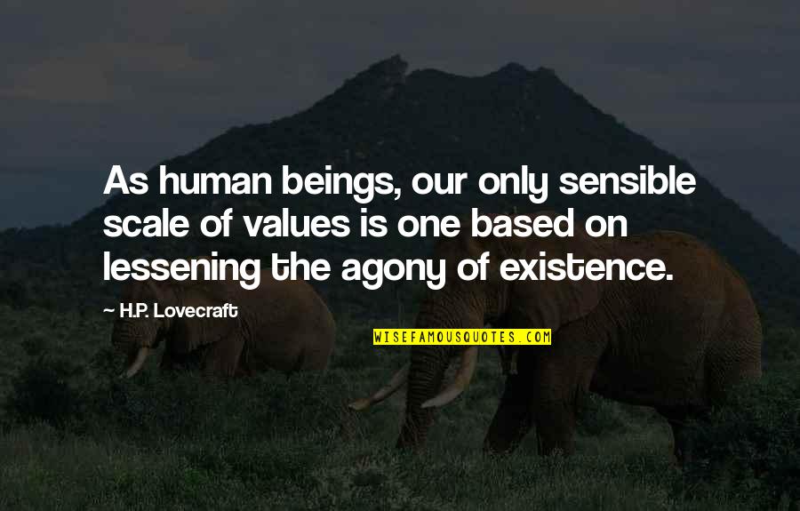 I'm So Sorry Relationship Quotes By H.P. Lovecraft: As human beings, our only sensible scale of